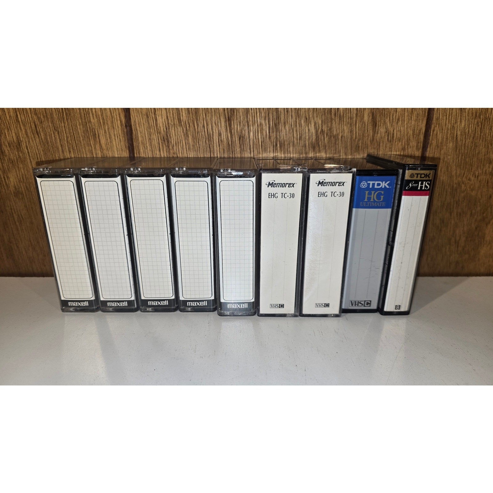 Lot 9 Assorted 8mm Video Tapes VHS-C TDK Maxell Memorex Used Camcorder Media