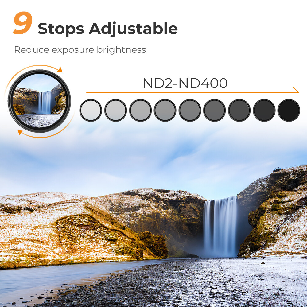 K&F Concept Filter Neutral Density ND 2-400 49/52/55/58/62/67/77/82mm fader DSLR