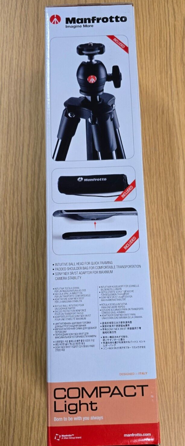 NEW Manfrotto BallHead and Tri-Pod 51″ Compact Light Tripod Kit Aluminum 4-stage