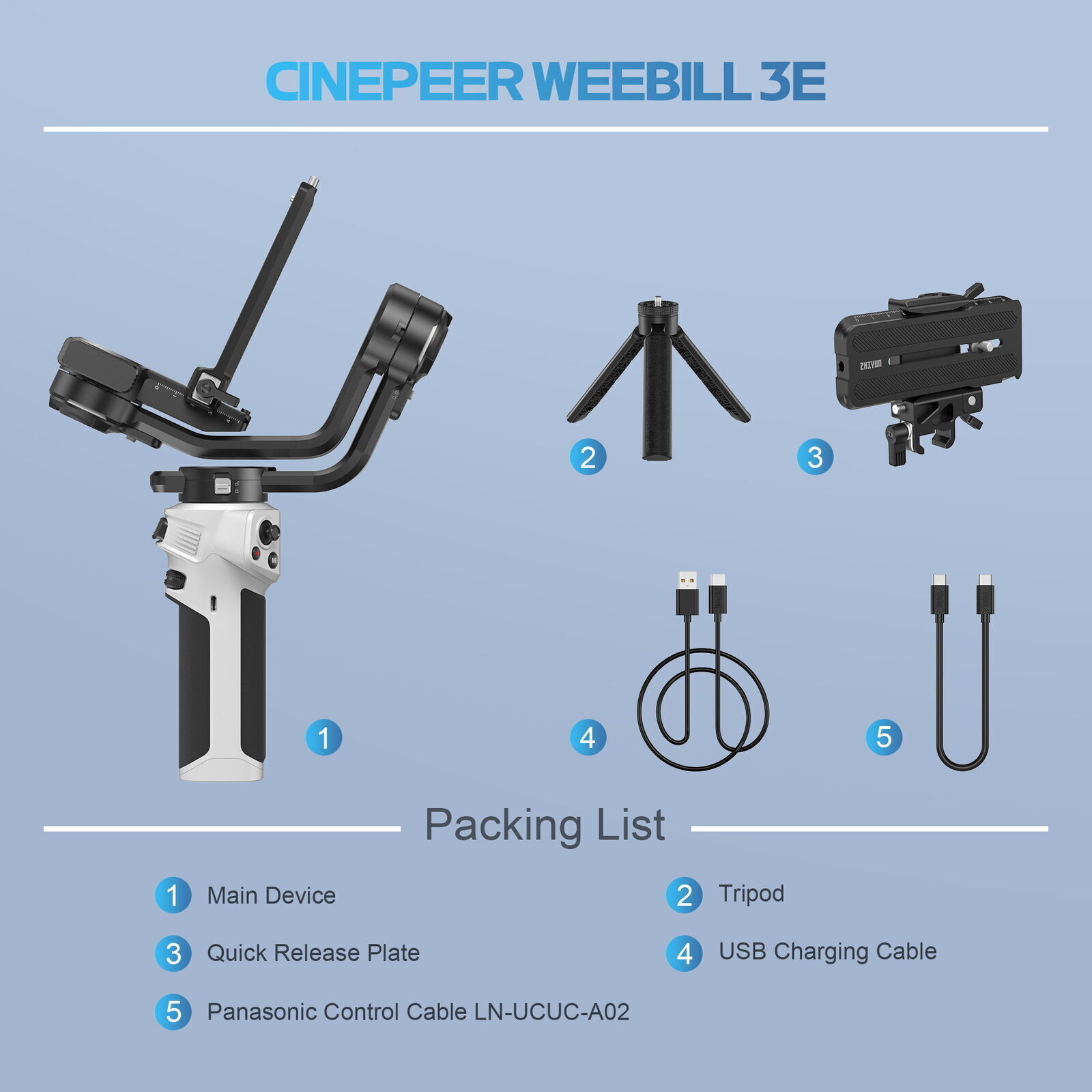 ZHIYUN Cinepeer WEEBILL 3E Handheld 3-Axis Gimbal Stabilizer for DSLR Cameras
