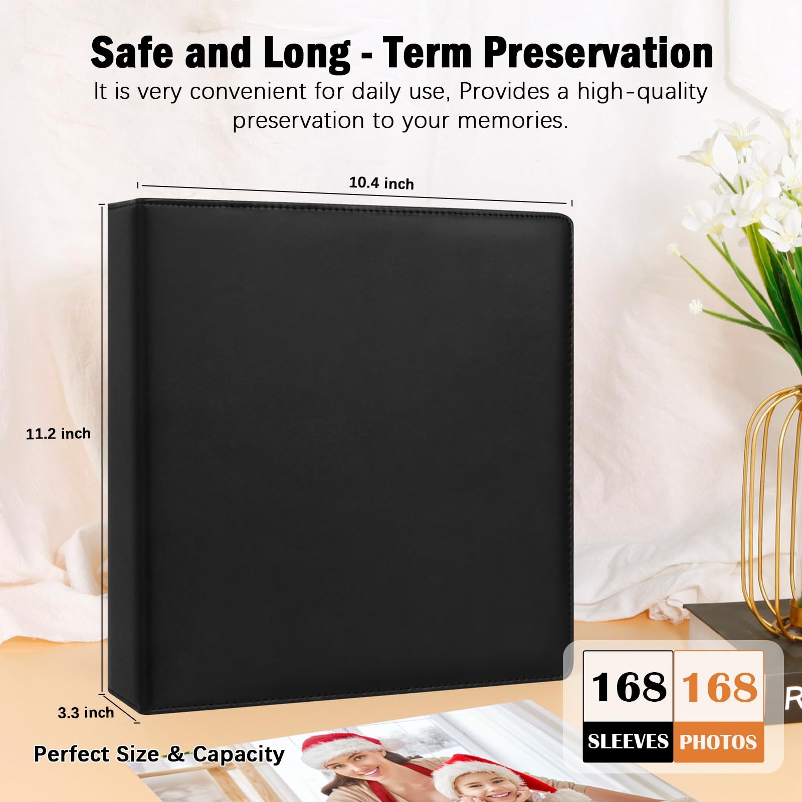8×10 Photo Album 168 Pockets Holds 168 Photos, Large Capacity Leather Cover F…
