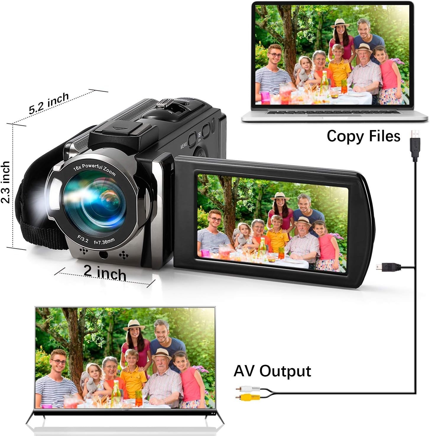 Lightweight Digital Camcorder with Dual Batteries & Pause Recording Feature