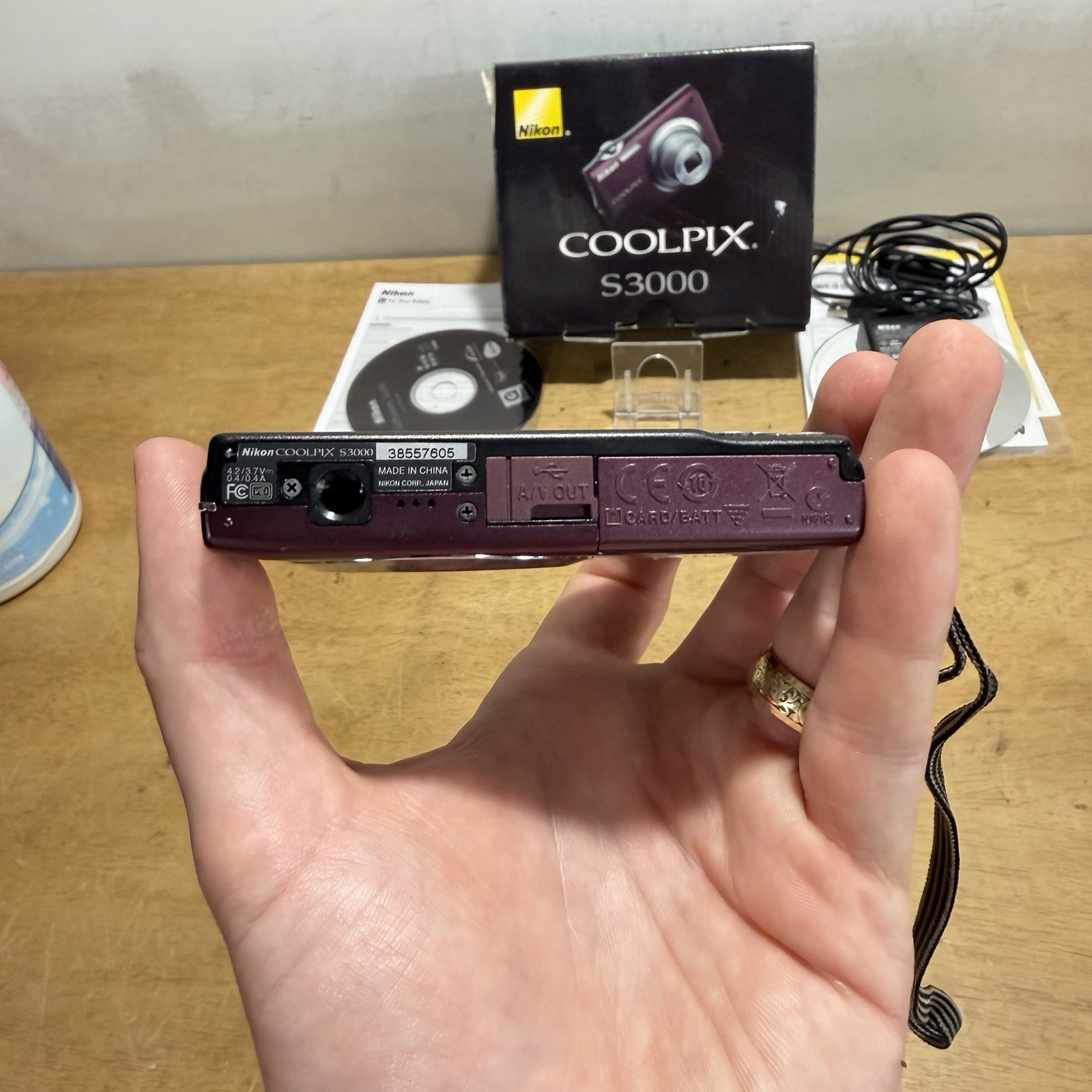 Nikon Coolpix S3000 Digital Camera 12.0MP Plum W/ Box Charger Cable Tested Y2K