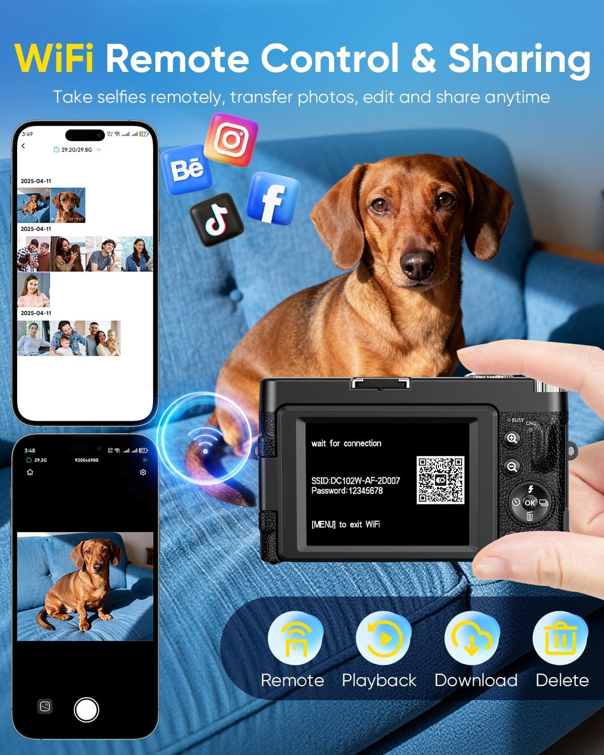 4K Digital Camera for Photography, 2026 Latest WiFi 64MP Vlogging Camera