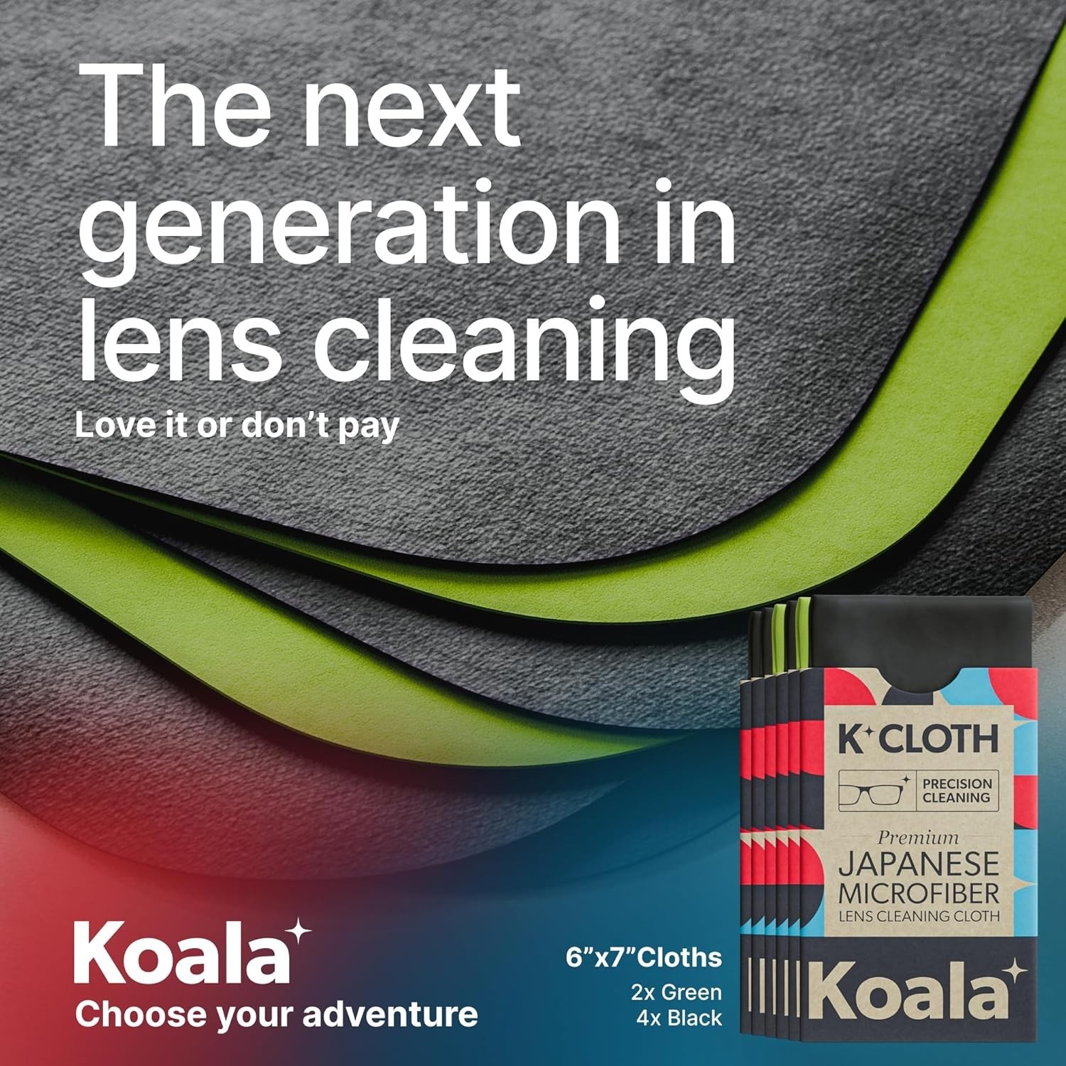 Koala Lens Cleaning Cloth | Japanese Microfiber | Glasses Cleaning Cloths Pack 6