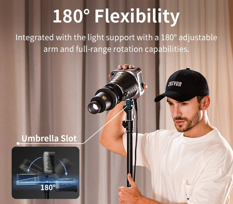 ZHIYUN Molus G200 200W Bi-Color LED Video Light Bowen Mount Photography Lighting