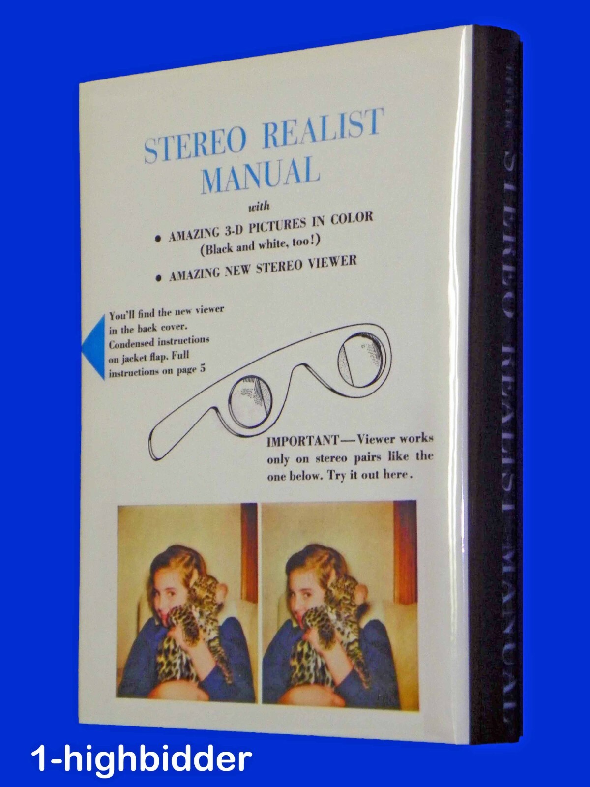 Vtg 1954 3D Stereo Realist Manual Hardcover 1st Ed w/ DJ & Viewer Morgan Lester