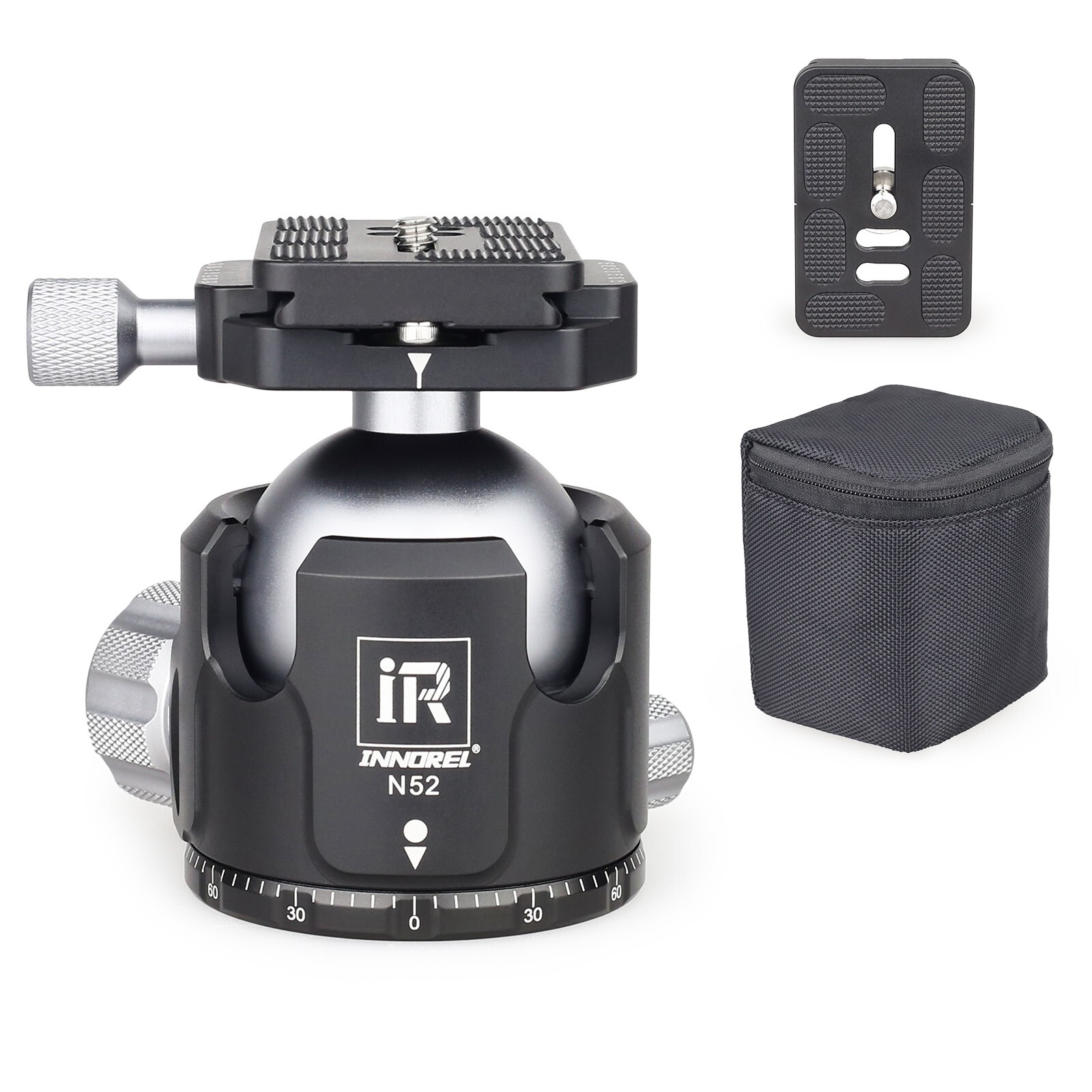 INNOREL Low Profile Tripod Ball Head Panoramic CNC Metal Ballhead N52 for Tripod