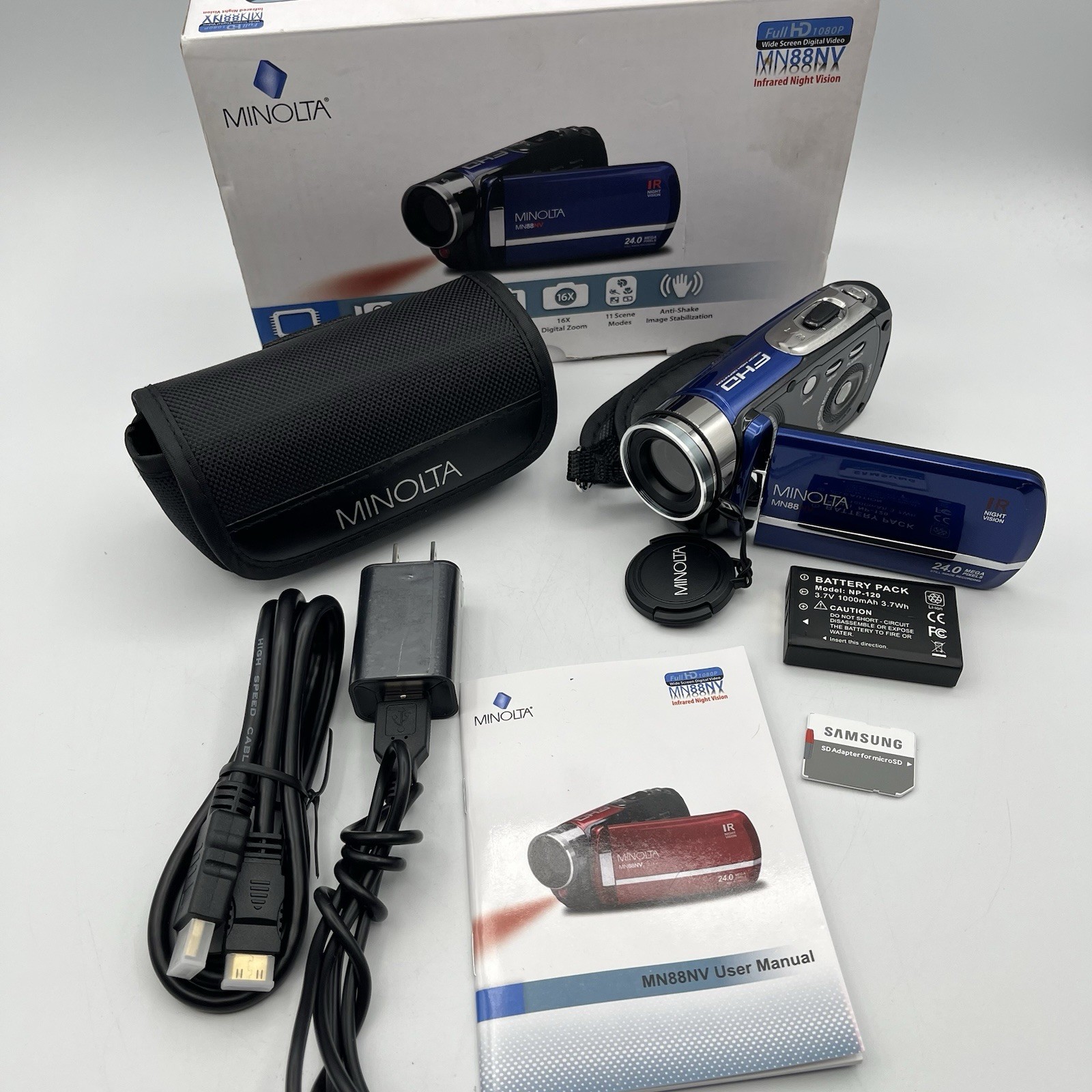 Minolta 24MP HD IR Night Vision Digital Camcorder – MN88NV – Bundel Deal – Works
