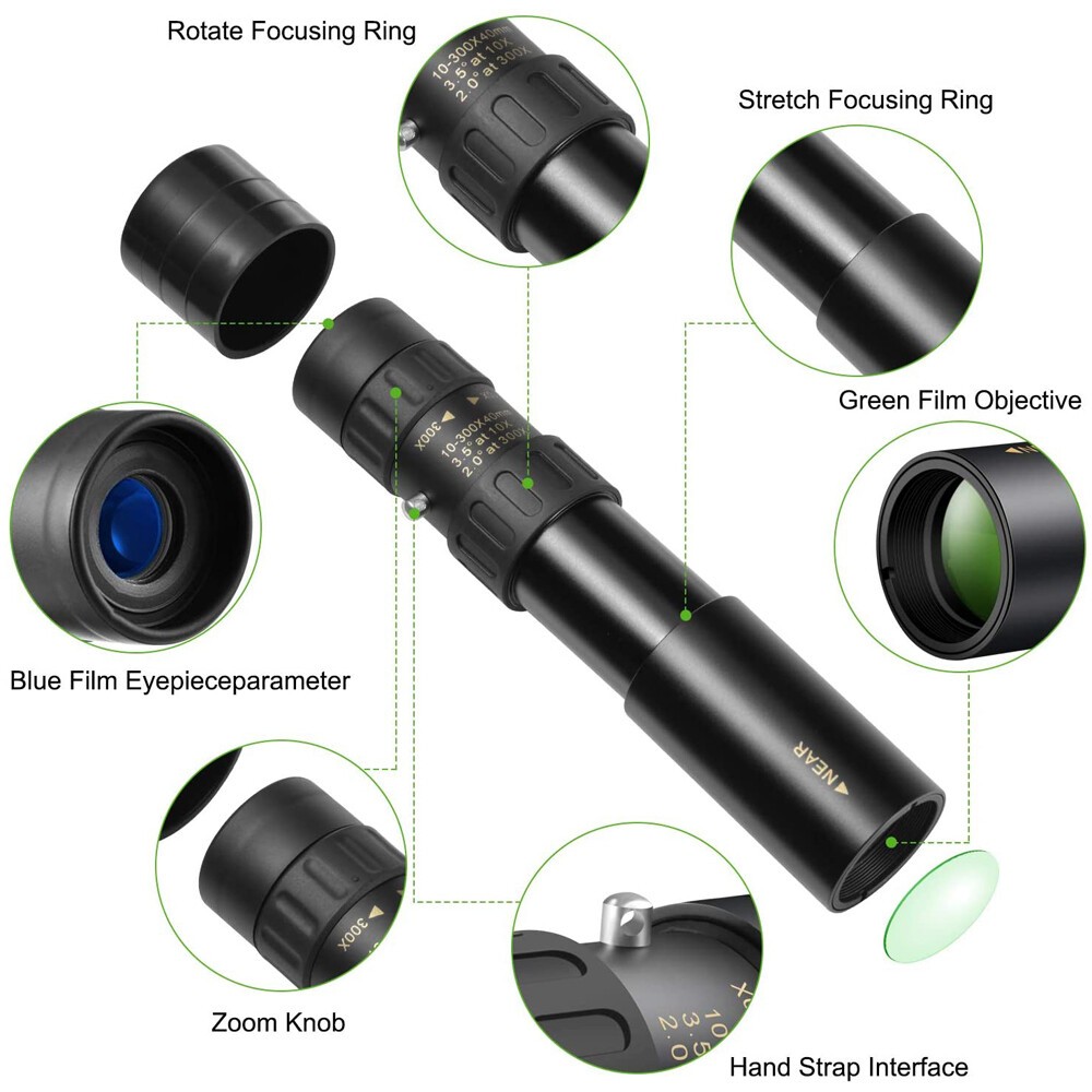 Day/Night Military Telescope 10-300X40mm Zoom HD Monocular Mobile Telescope zz