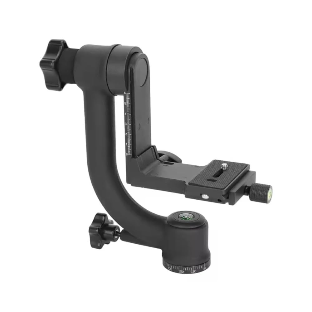 Aluminum Alloy Gimbal Tripod Head with 1/4 Quick Release Plate – 360° Rotating B