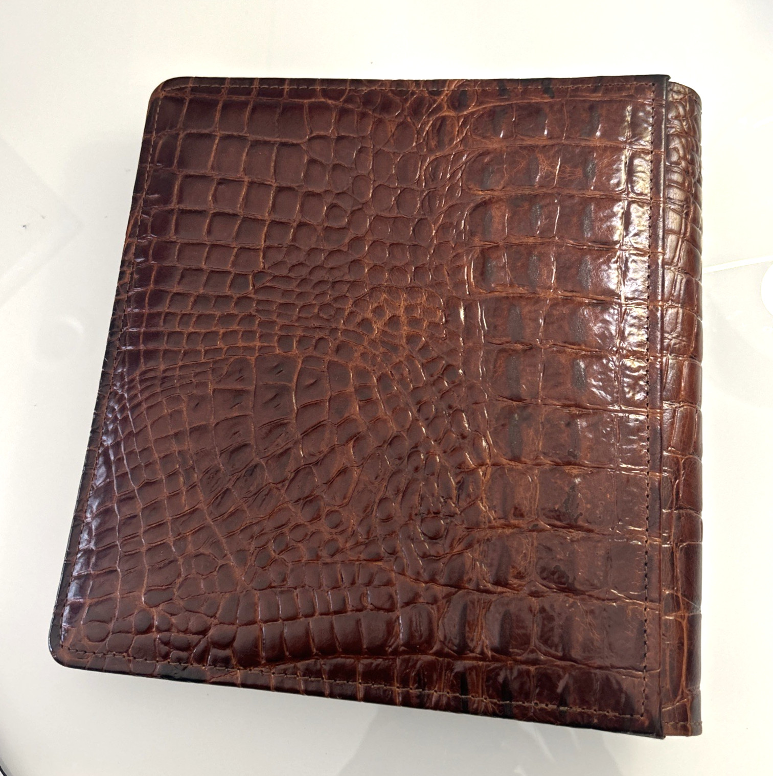 RAIKA Croc Embossed Genuine Leather Tan Photo Album Handcrafted USA
