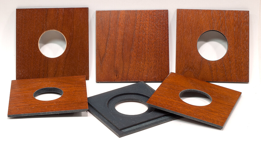 1 LENS BOARD type A 3.25×3.25″ for GRAFLEX Telescopic or Early 3.25×5.5″ plywood