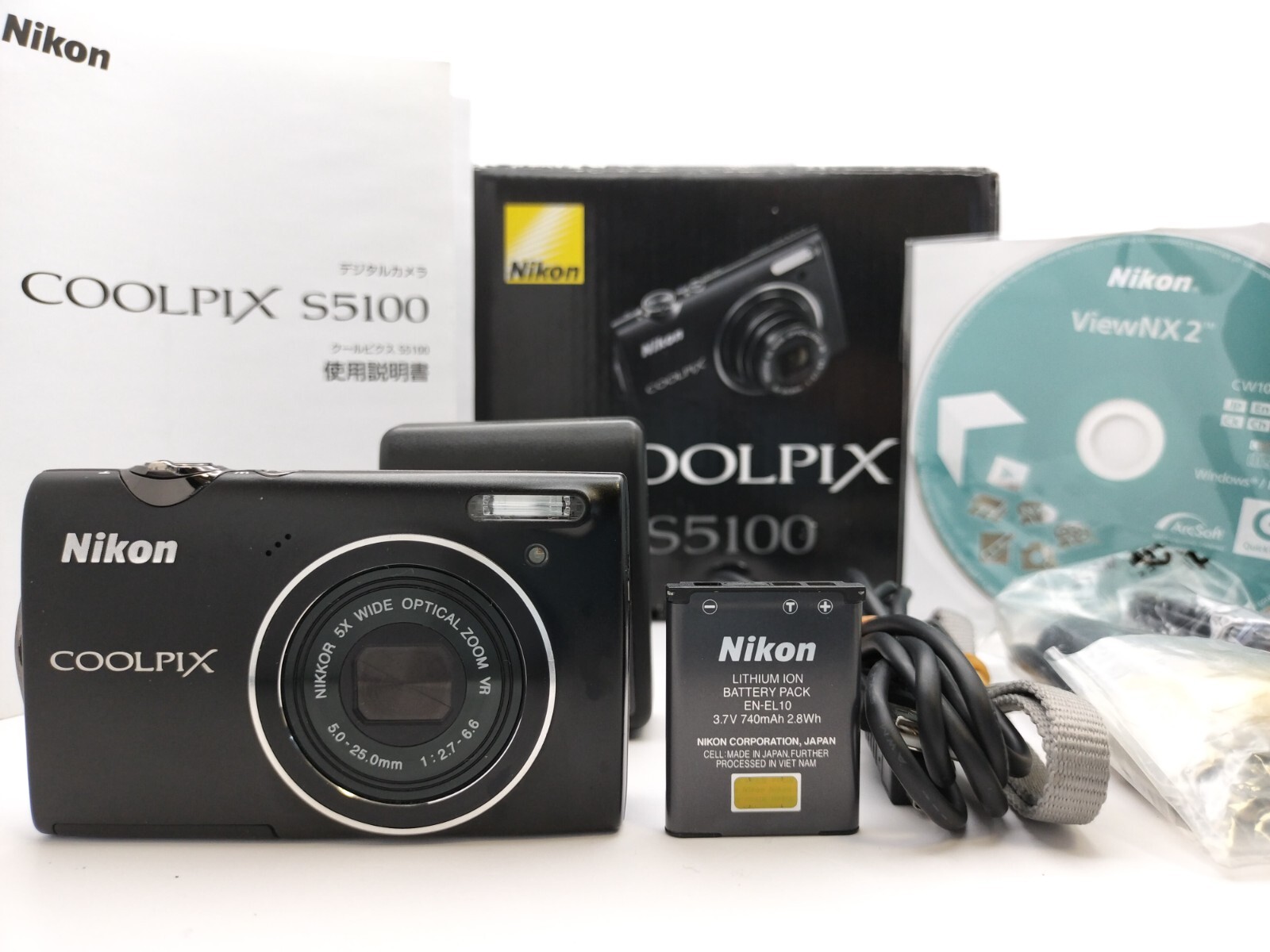 [No Flash] Nikon COOLPIX S5100 Black 12.2MP 5x Digital Camera w/Box from Japan