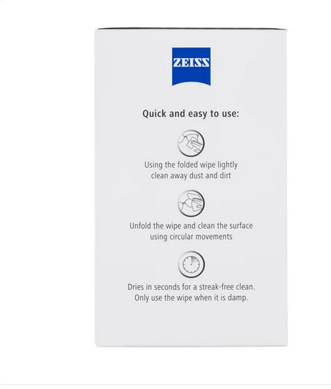 ZEISS Lens Cleaning Wipes 300 Ct Pre-Moistened Streak-Free Eyeglass