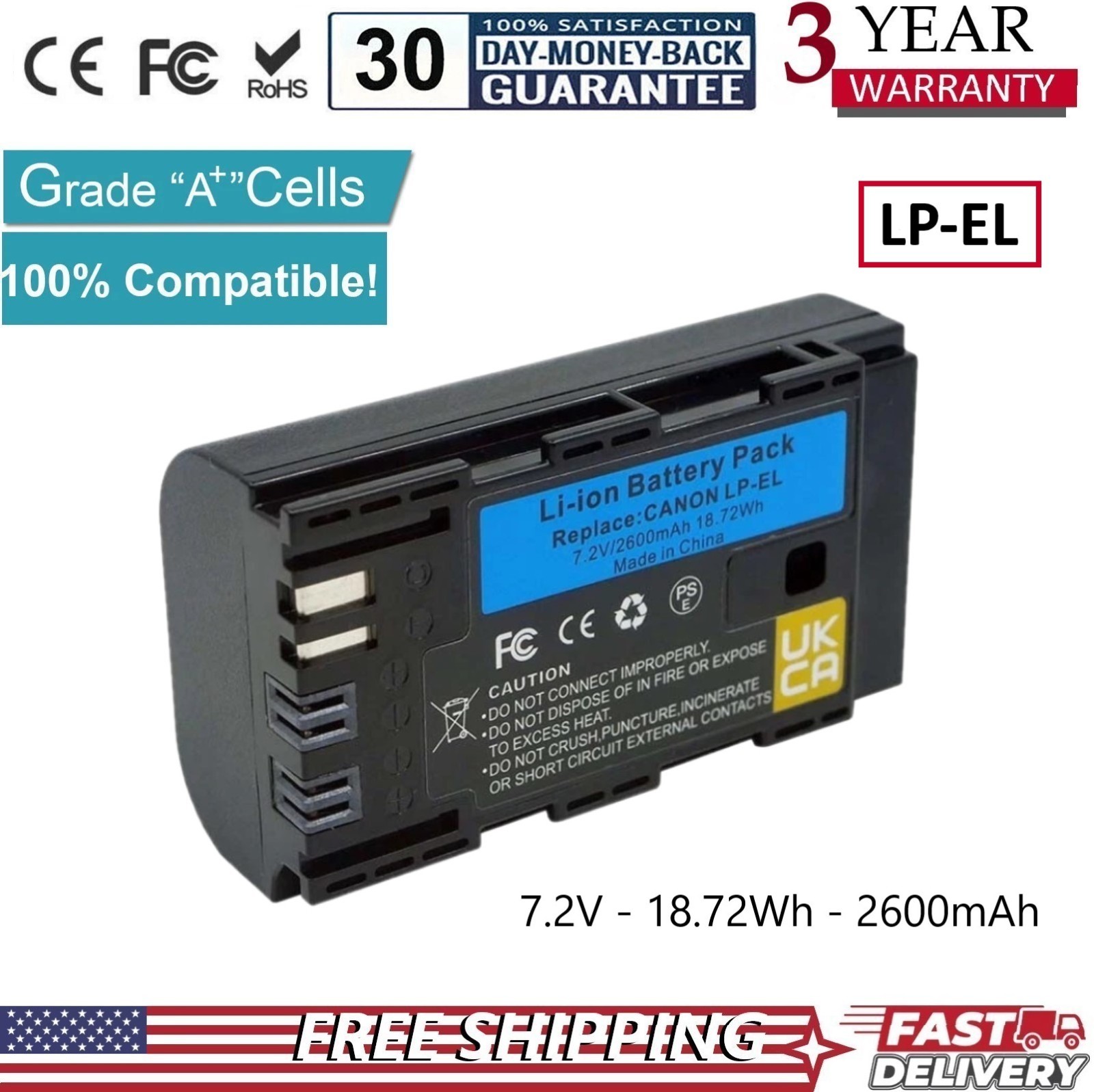 ✅New LP-EL Battery for Canon Speedlite EL‑1 EL1 Flash 4571C002 E-TTL E-TTL II