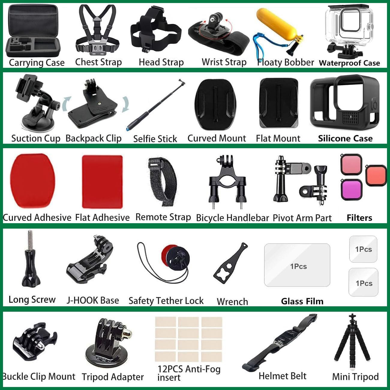 Accessories Kit for Gopro Hero 13 Black Waterproof Housing Silicone Case Glass S