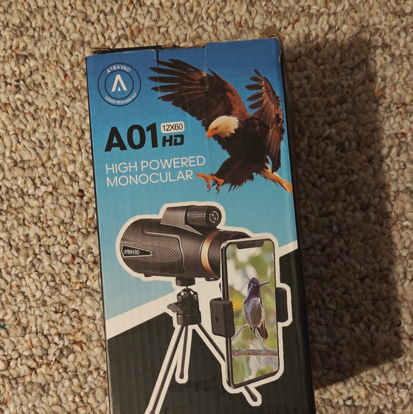 AYRAVIIO A01 12×60 Fully Coated Roof Prism Monocular w/ Tripod & Case