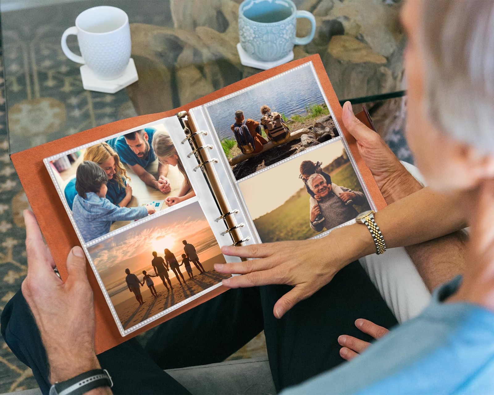 Photo Album 4×6 300 Photos, Genuine Leather Photo Albums with Writing Space w…