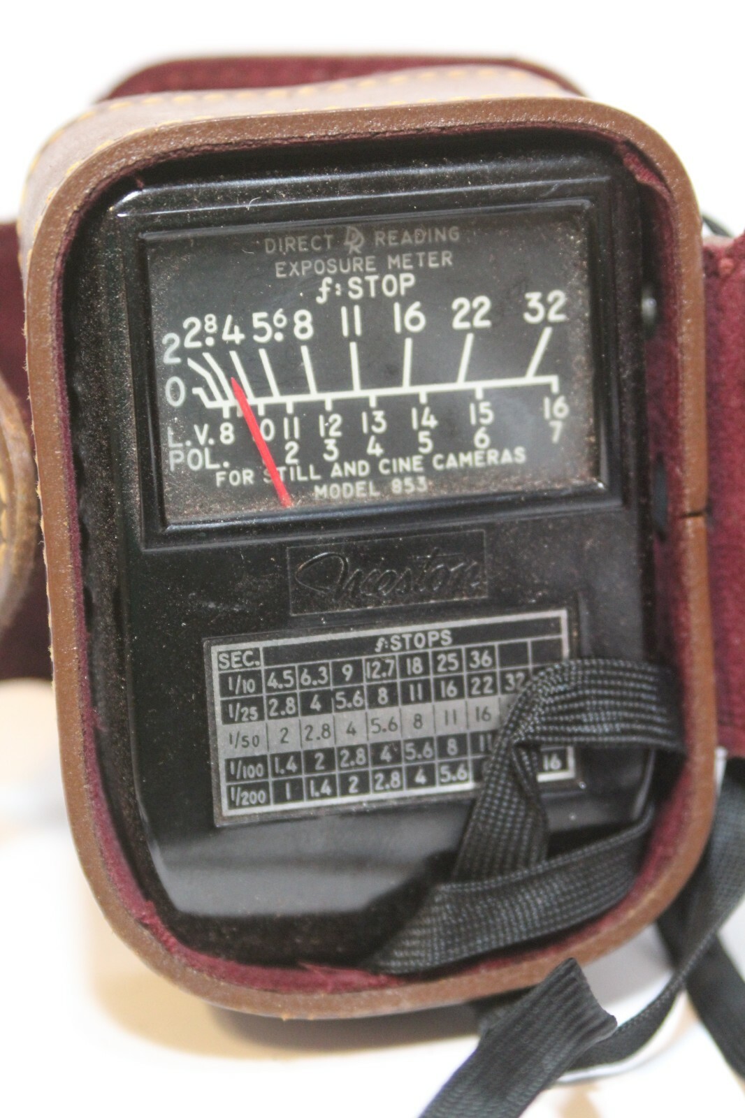 1-year warranty Weston Exposure Meter Light meter Model 853 & case free ship