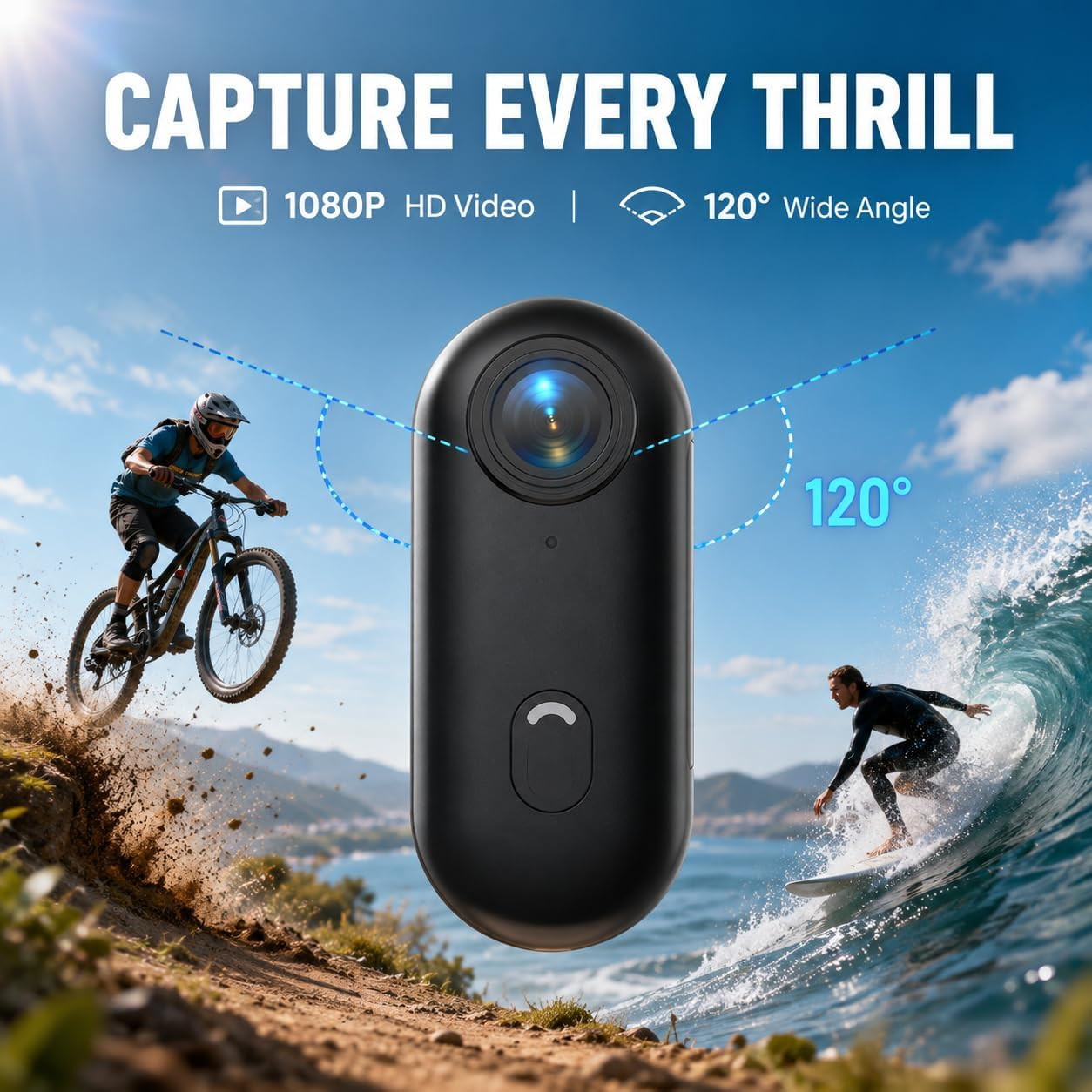 1080P HD Action Camera Motorcycle Helmet Wearable Body Cam for Video Recording