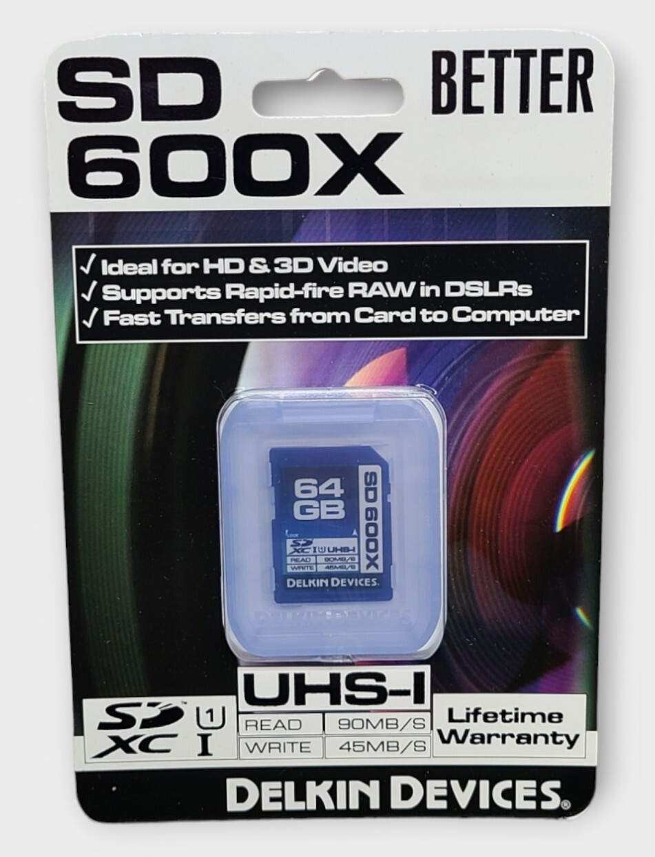 Delkin 64GB SDHC 600X UHS-I Better Grade Memory Card – Lifetime Warranty
