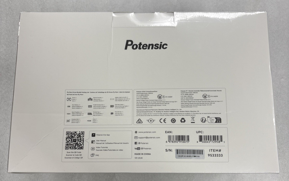 Potensic ATOM 2 4K Video 8K Photo Camera Drone Bundle Fly More Combo Under 249g