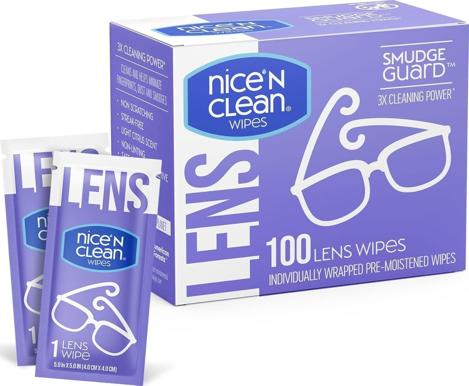 100 Count SmudgeGuard Lens Cleaning Wipes – Non-Streaking & Safe for All Lenses