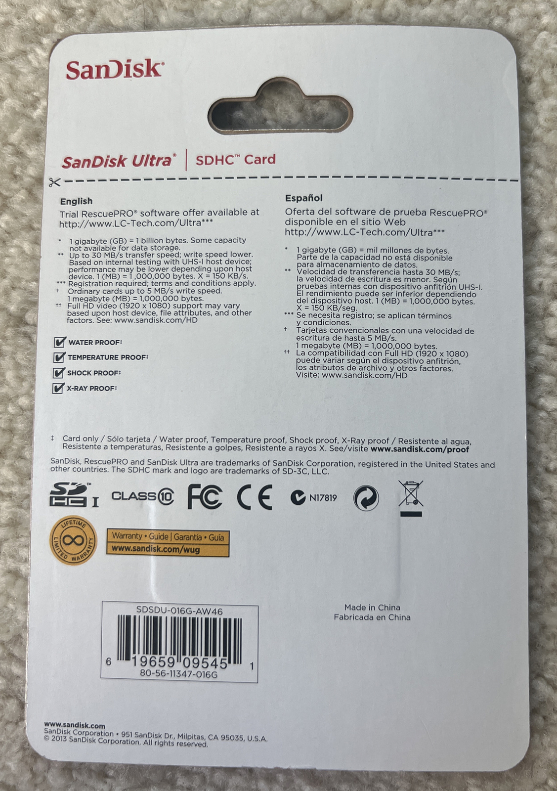 SanDisk Ultra 16GB SDHC Class 10/UHS-1 Flash Memory Card Speed Up To 30MB/s-