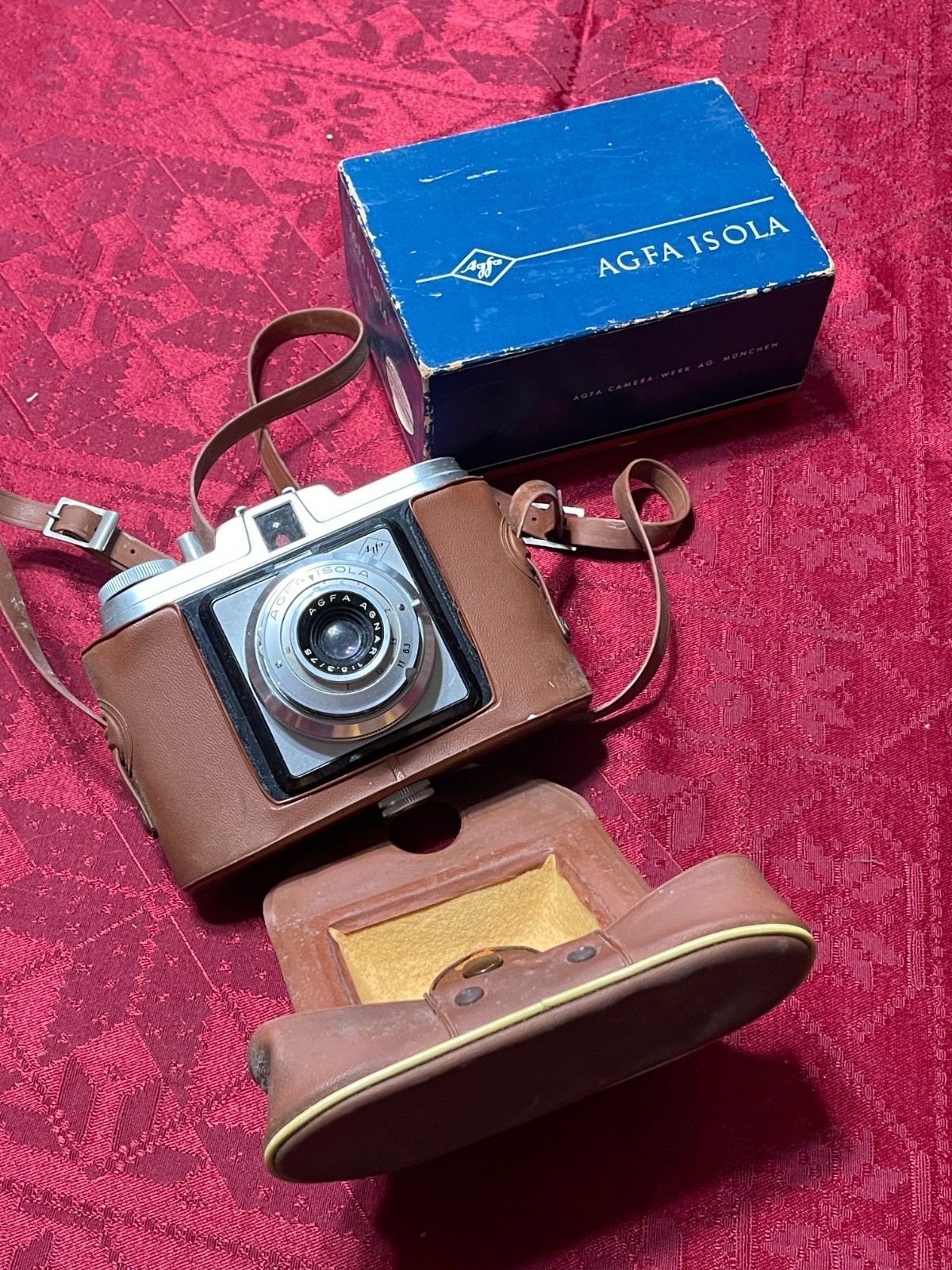 Vintage Agfa Camera 1950s Isola Type 1329/225 AG 6,3 Singlo II Case Box