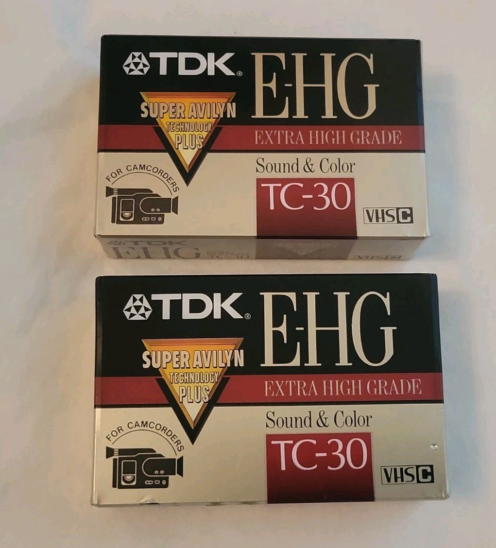 2 Pack – TDK E-HG TC-30 Extra High Grade VHS-C Camcorder Tape Factory Sealed