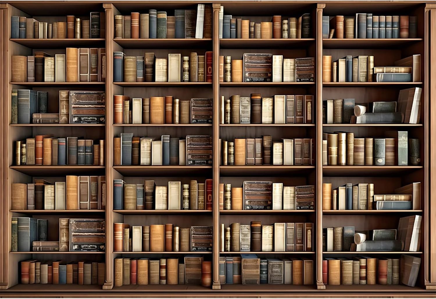 12x10ft Bookshelf Backdrop Vintage Bookcase Theme Photography Background