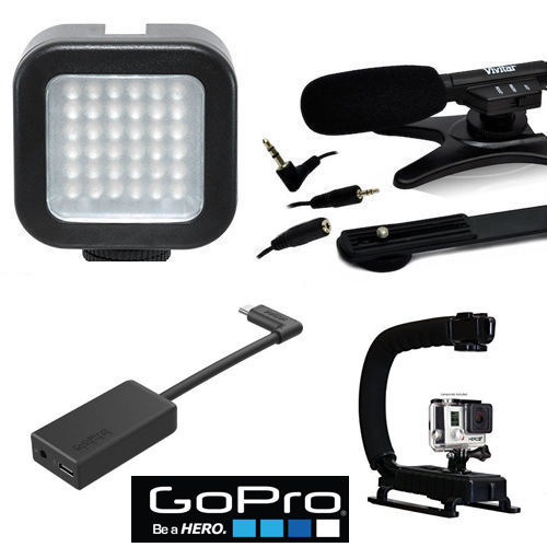 GoPro Pro AAMIC-001 ADAPTER FOR GOPRO HERO8 + GRIP+LED LIGHT + HD MICROPHONE