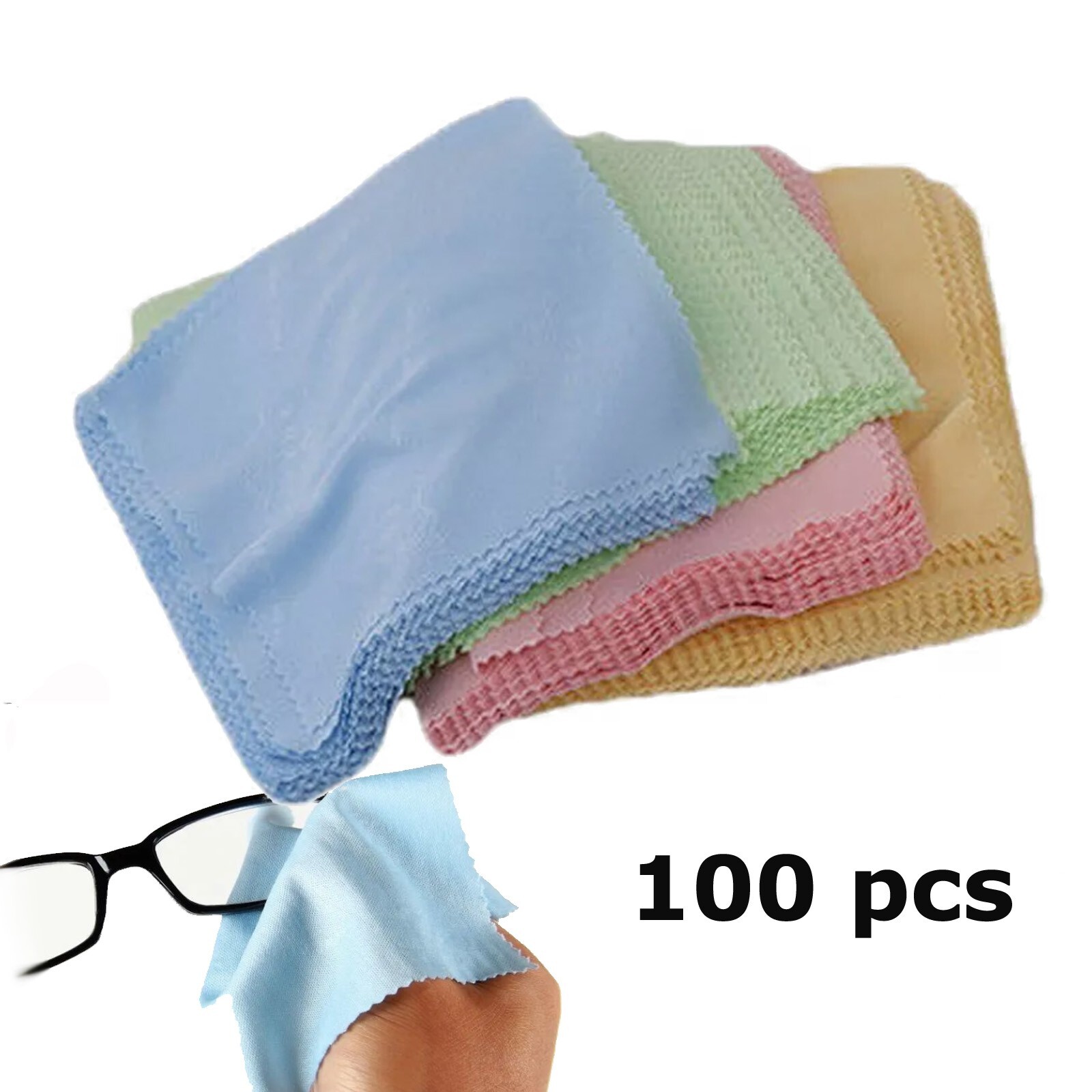 100pcs 5″x5″ Microfiber Glasses Cleaning Cloth for Tablets, Smartphones, Lenses