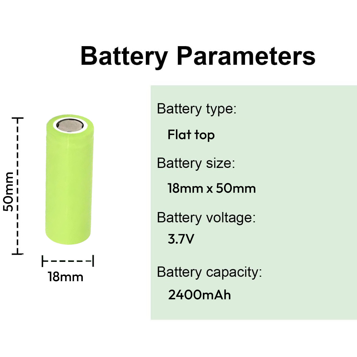 Powerplay Battery 18500 18490 2400mAh 3.7V Rechargable Li-ion ImmersionRC 2-Pack