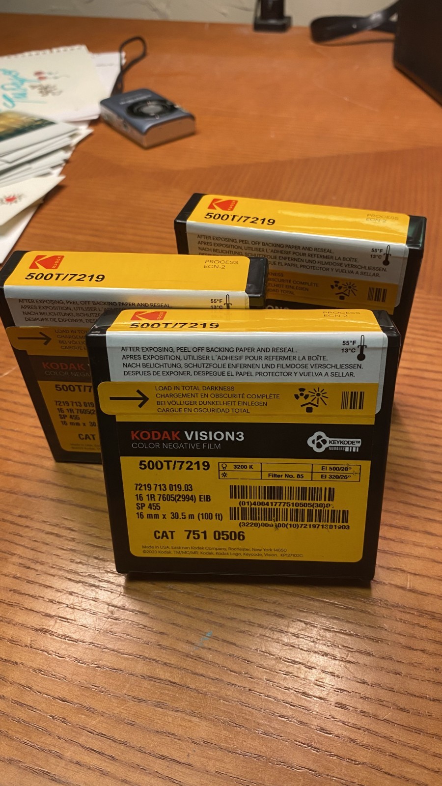 3x KODAK Vision 3 500T 7219 16mm Color Negative 100FT Film (NEW)