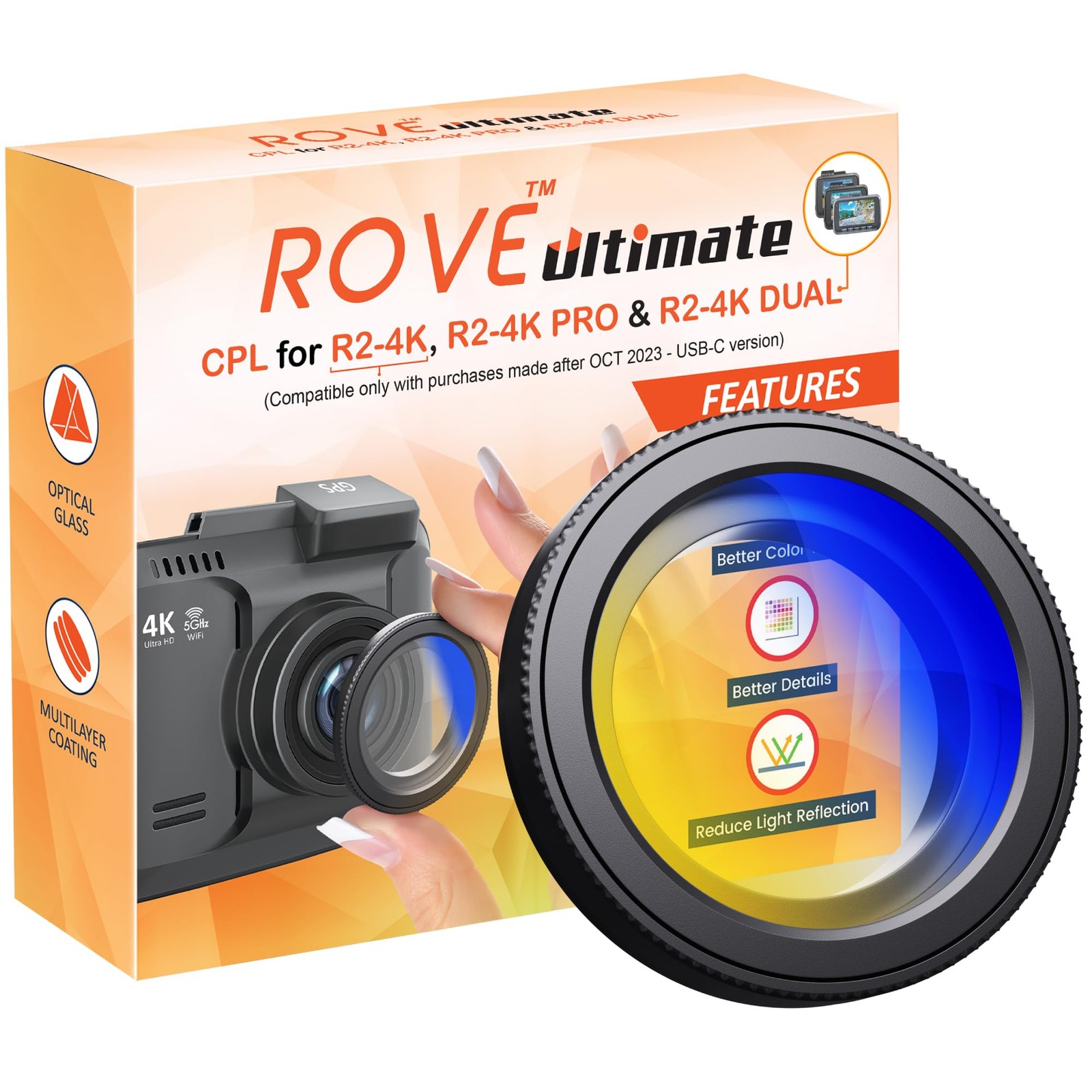 ROVE Ultimate CPL Filter, Anti-Glare Circular Polarizer Lens for R2-4K,…