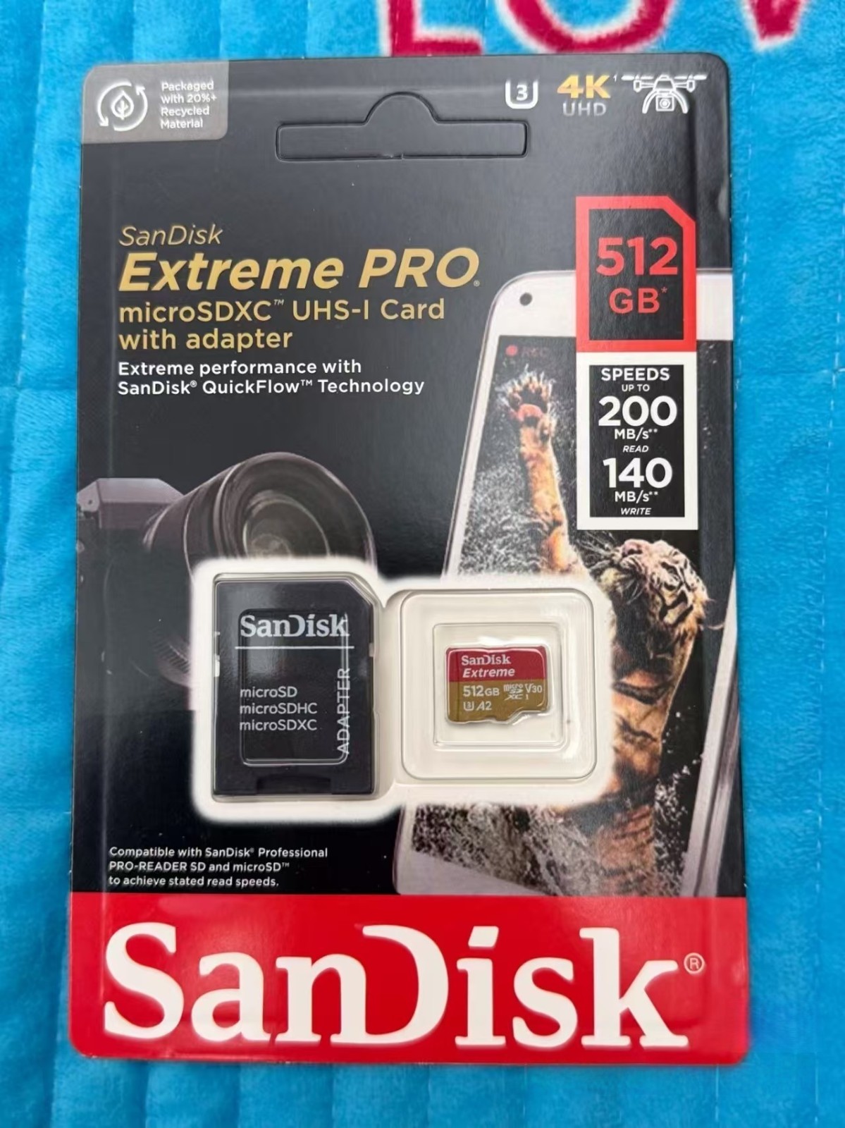Sandisk Extreme Micro SD Memory Card 512GB with adapter