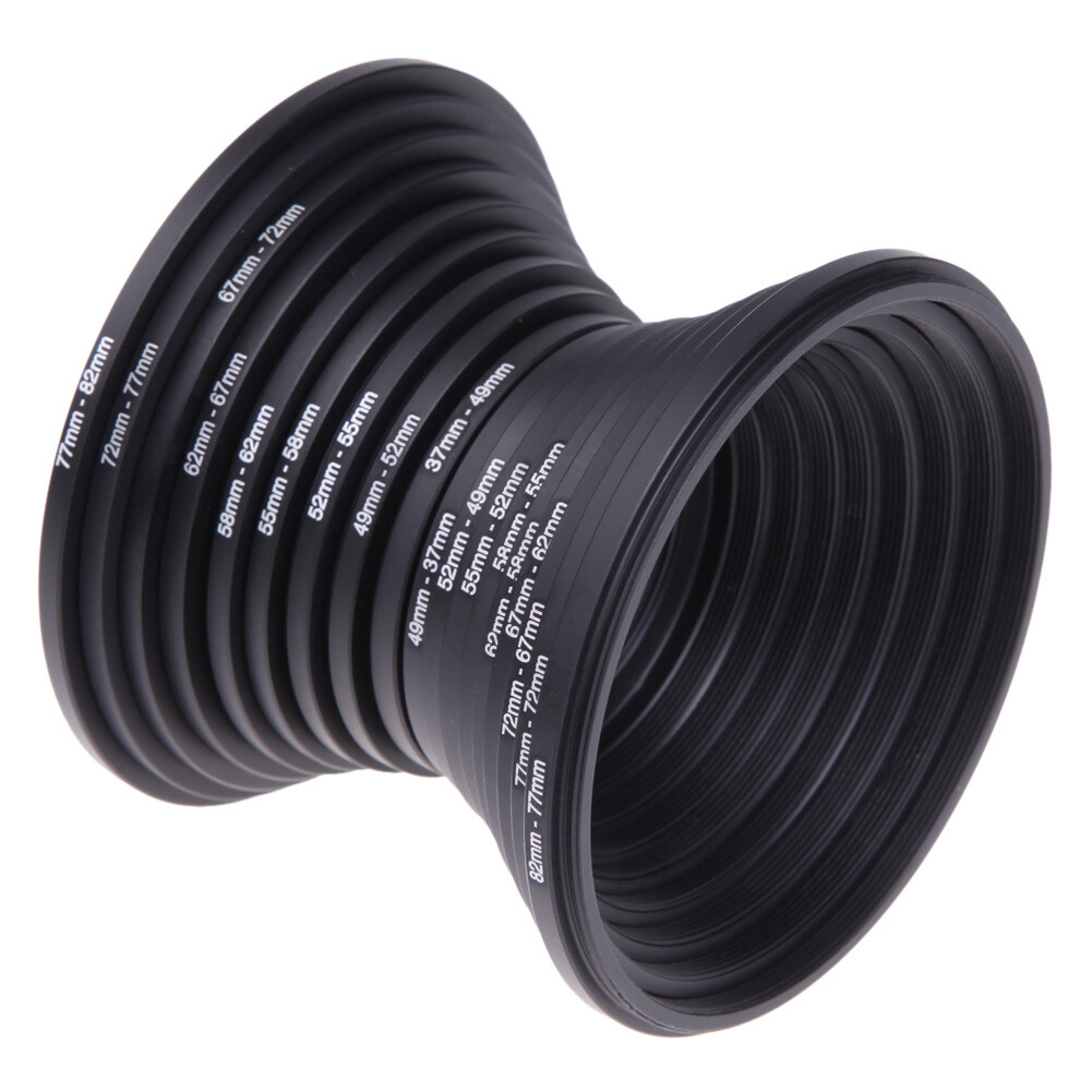 18 Pcs Filter Ring Adapter Set Lens Metal Stepping Rings Step Up Down Lenses