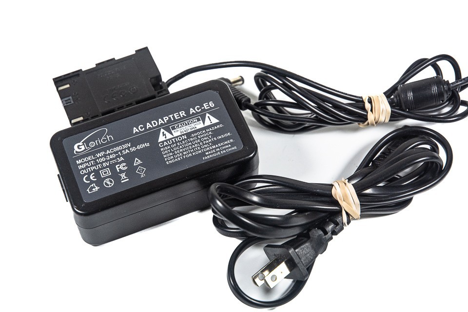 Glorich AC-E6 Power Supply Adapter DC Coupler Compatible w/ Select Canon Camera