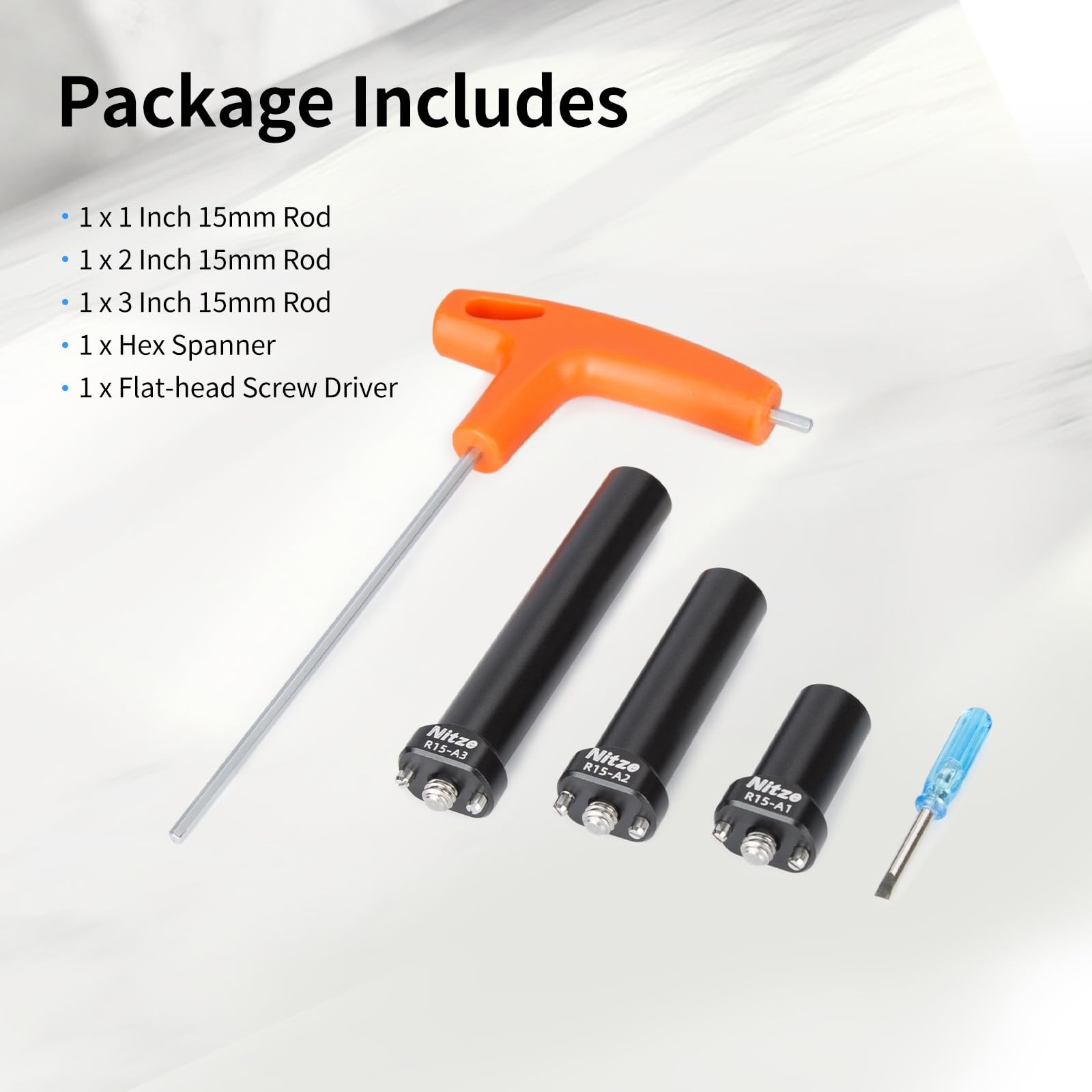 1/2/3 Inch 15mm Rod 1/4 Screw Locating Pin Aluminum Alloy Camera Cage 3 PCS