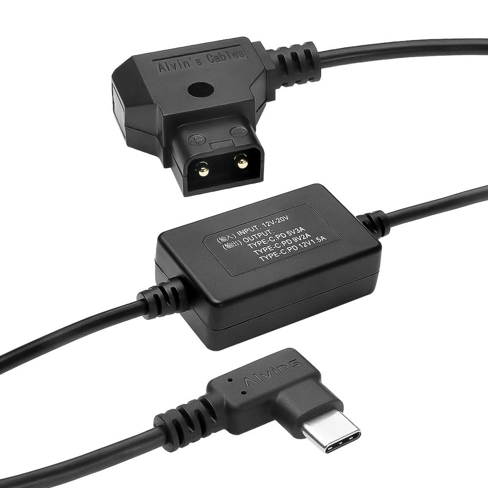 D-Tap to USB-C Power Cable for Canon Sony Nikon Right Angle Type-c PD 45cm 18in