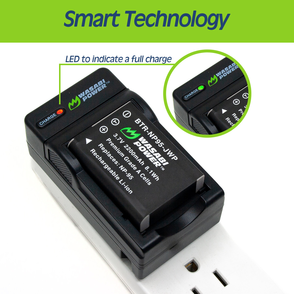Battery Charger for Pentax D-LI72 (100-240V) with Car Adapter – Wasabi