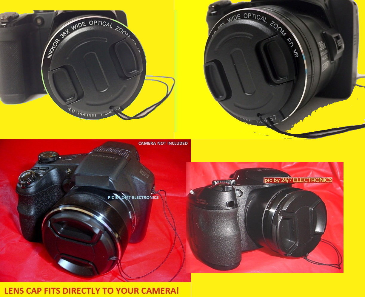 SNAP-ON LENS CAP To FUJI CAMERA S3380HD S3380 HD FINEPIX FUJIFILM+HOLDER