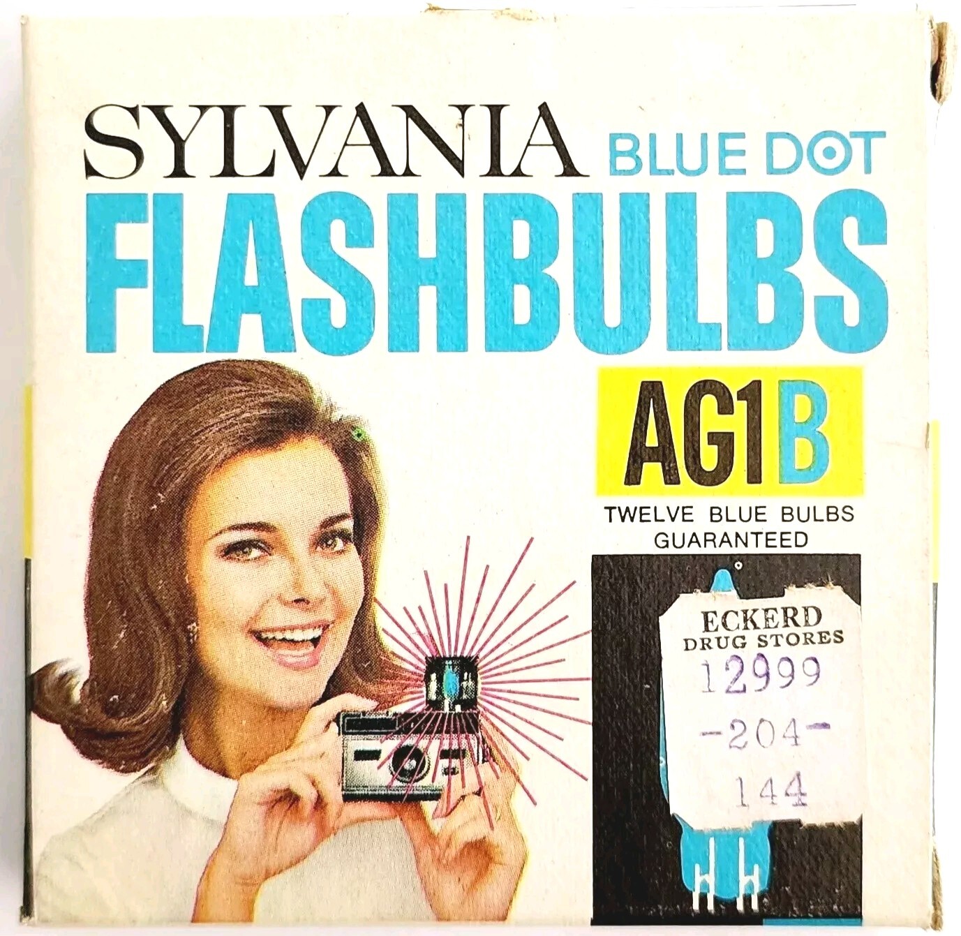 Sylvania Blue Dot Flashbulbs AG1B Lot Of 7 Vintage Camera Accessory w/ Box E78