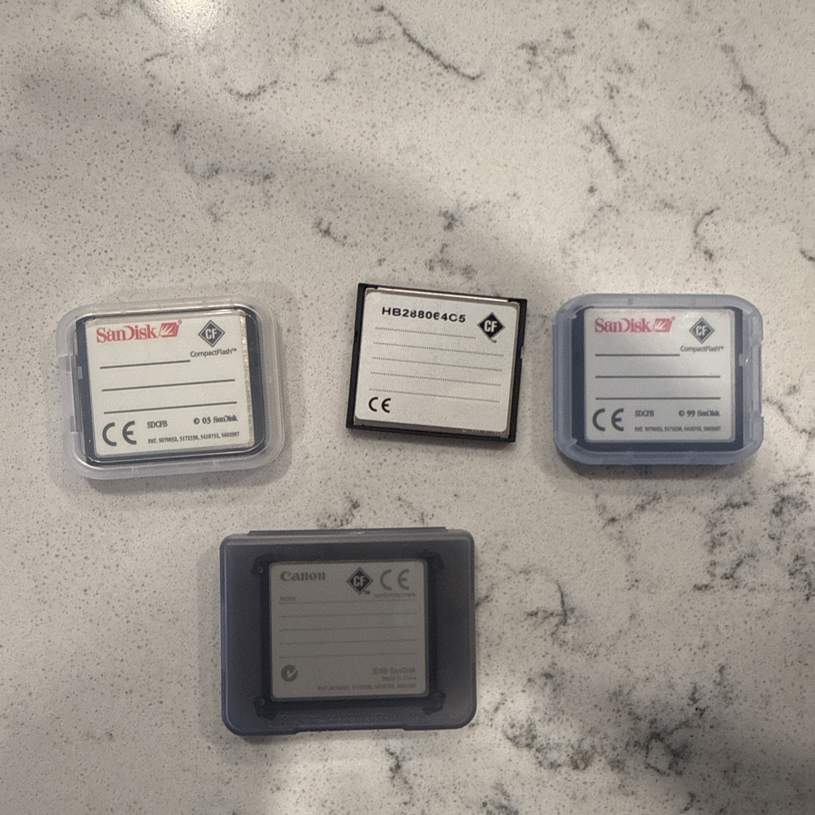 Lot Of 7 Memory Cards/Stick/Compact Flash (San Disk, Canon, Sony, Olympus, PNY