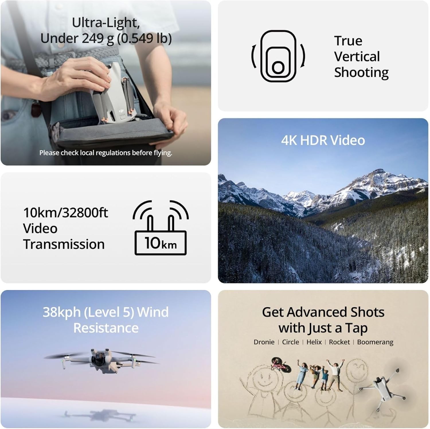DJI Mini 3 (DJI RC),Lightweight 3xMechanical Gimbal Camera Drones 4K,32800ft