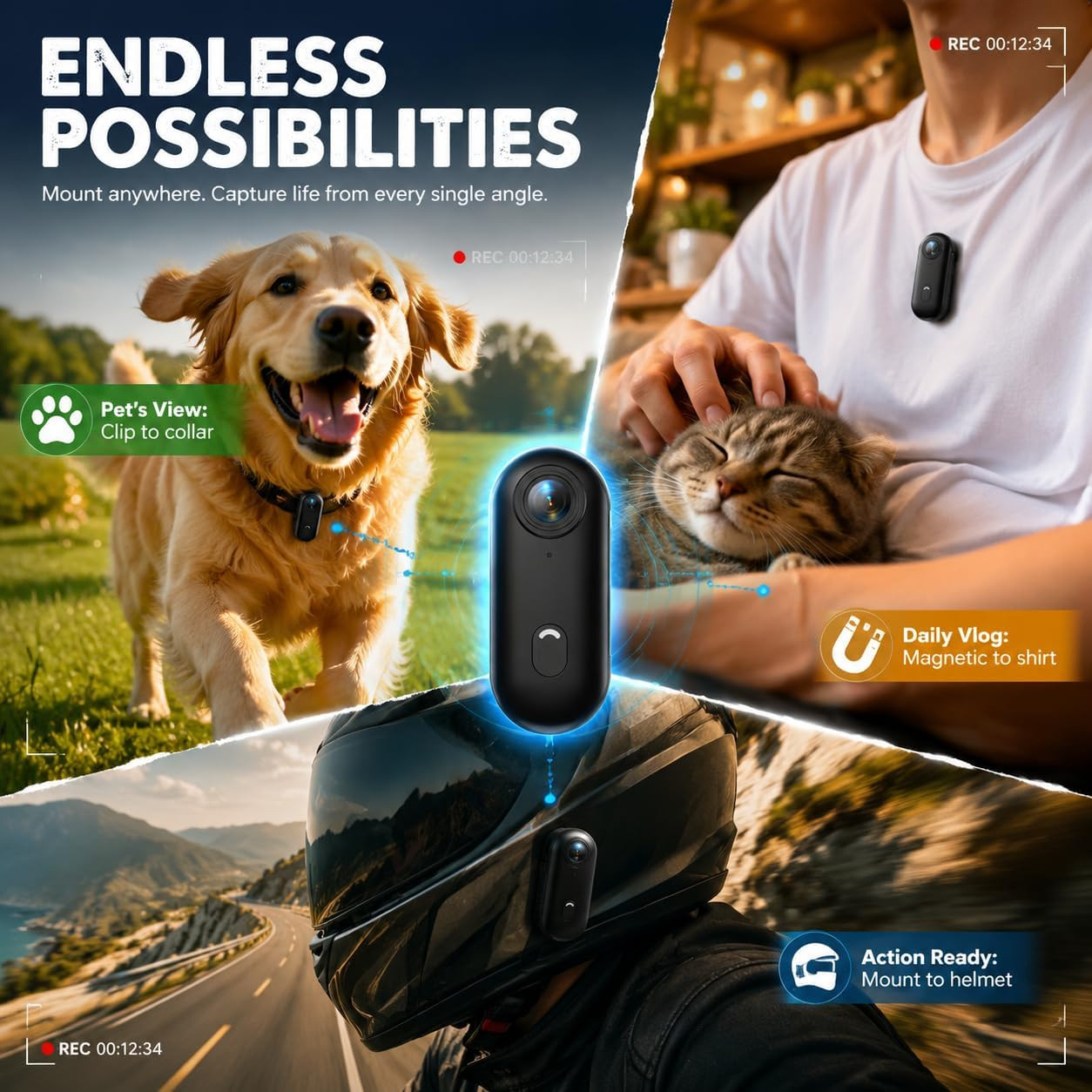 4K/1080P Action Camera WiFi Helmet Cam Anti-Shake for Outdoor Motorcycle Sports
