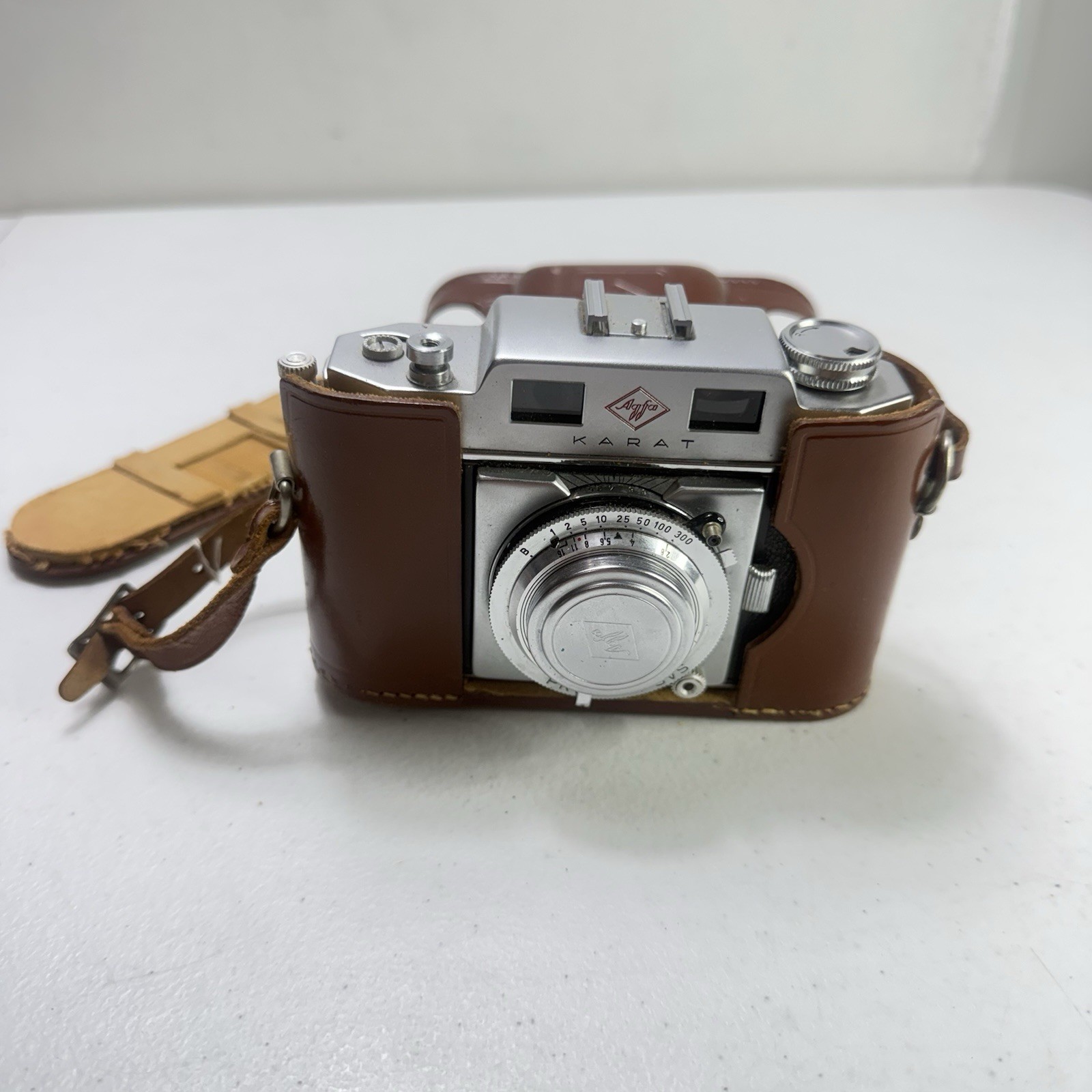 Agfa Karat Vintage Rangefinder Camera Black Silver with Leather Case* Clean