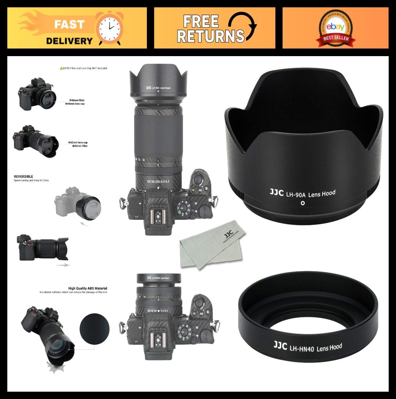 Screw-On & Bayonet Lens Hood Shade for Nikon Z30 Z50 Z fc Dual Lens Kit – Replac